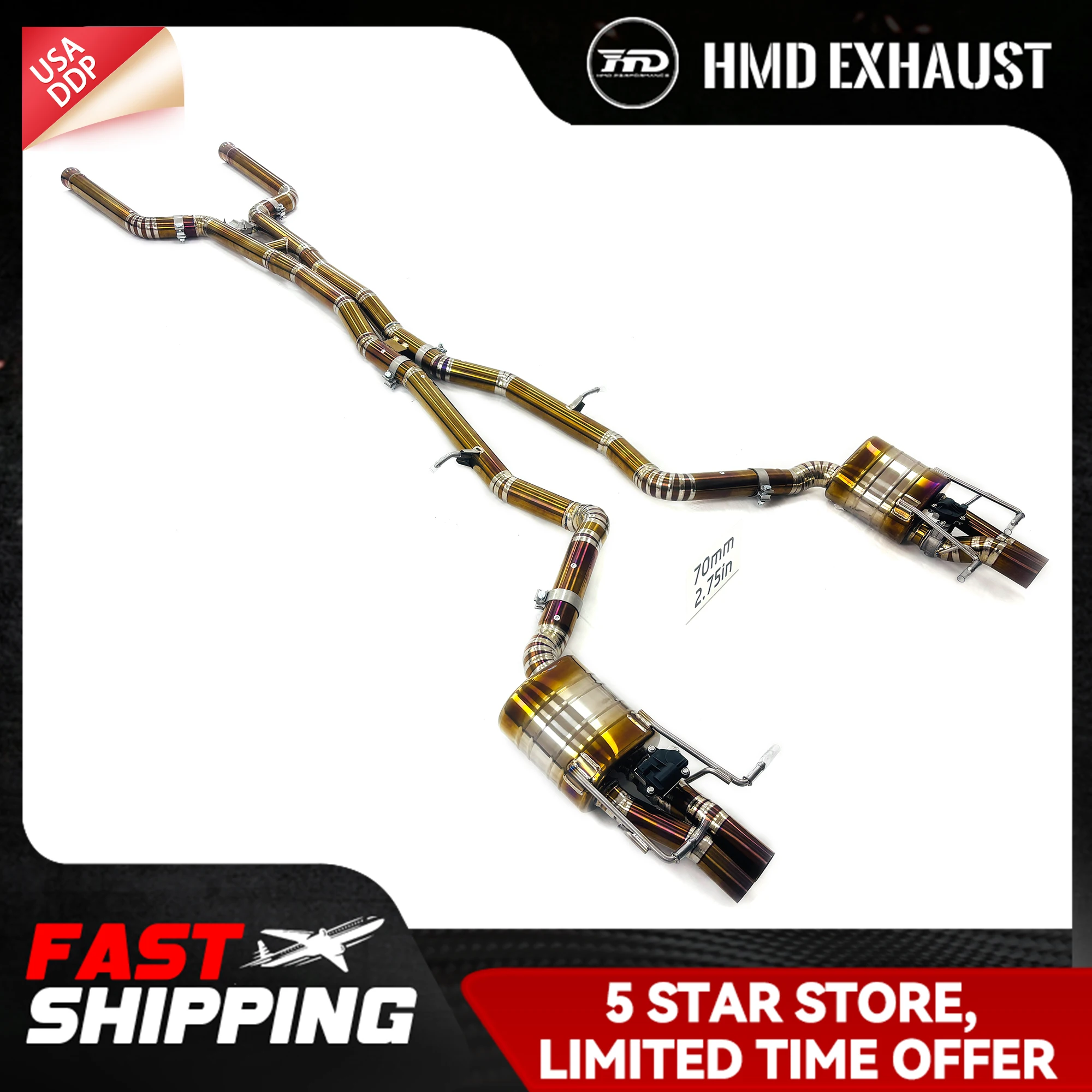 

HMD для Mercedes Benz E63 W213 Catback Ti Выхлопная система Неразрушающая установка Расширенная гарантия Электронный клапан