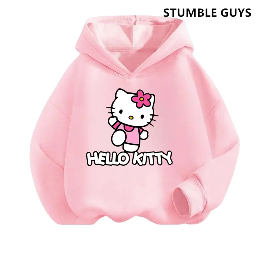 Hoodies Sets Boys Outfit Set Kids Hello Kitty Clothes Girls Clothing Tops Pants Suits 4-14 Years Old Ports Suits Hoodies Sweater