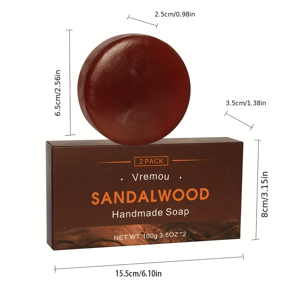 Sandalwood Soap - 2 Pack, Agarwood Soap - 2 Pack, Gentle Cleansing Handmade Soap, Plant Essential Oil Fragrance Body Soap