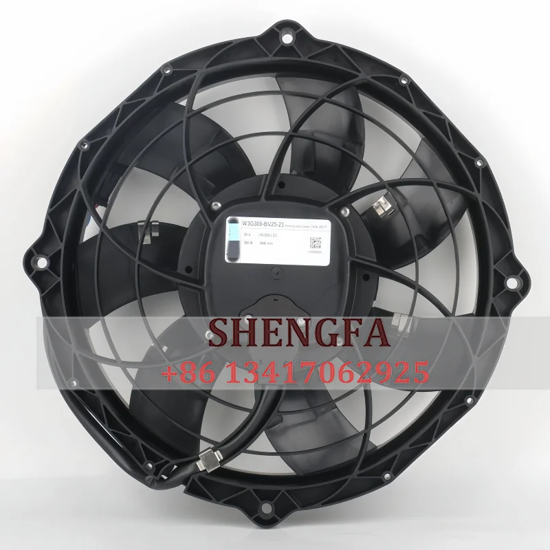 W3G300-BV25-21 26V DC 380W 300MM 3940RPM Ball Bearing Cabinet Passenger Car Water Tank Condenser Axial Cooling Fan