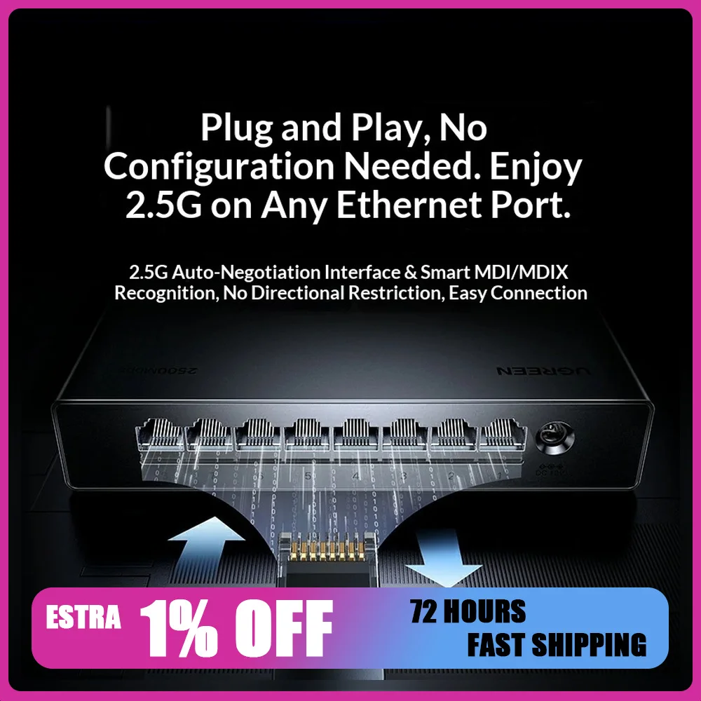 UGREEN CM954 55617 8-Port 2.5GbE Unmanaged Ethernet Switch Network Hub for NAS Desktop