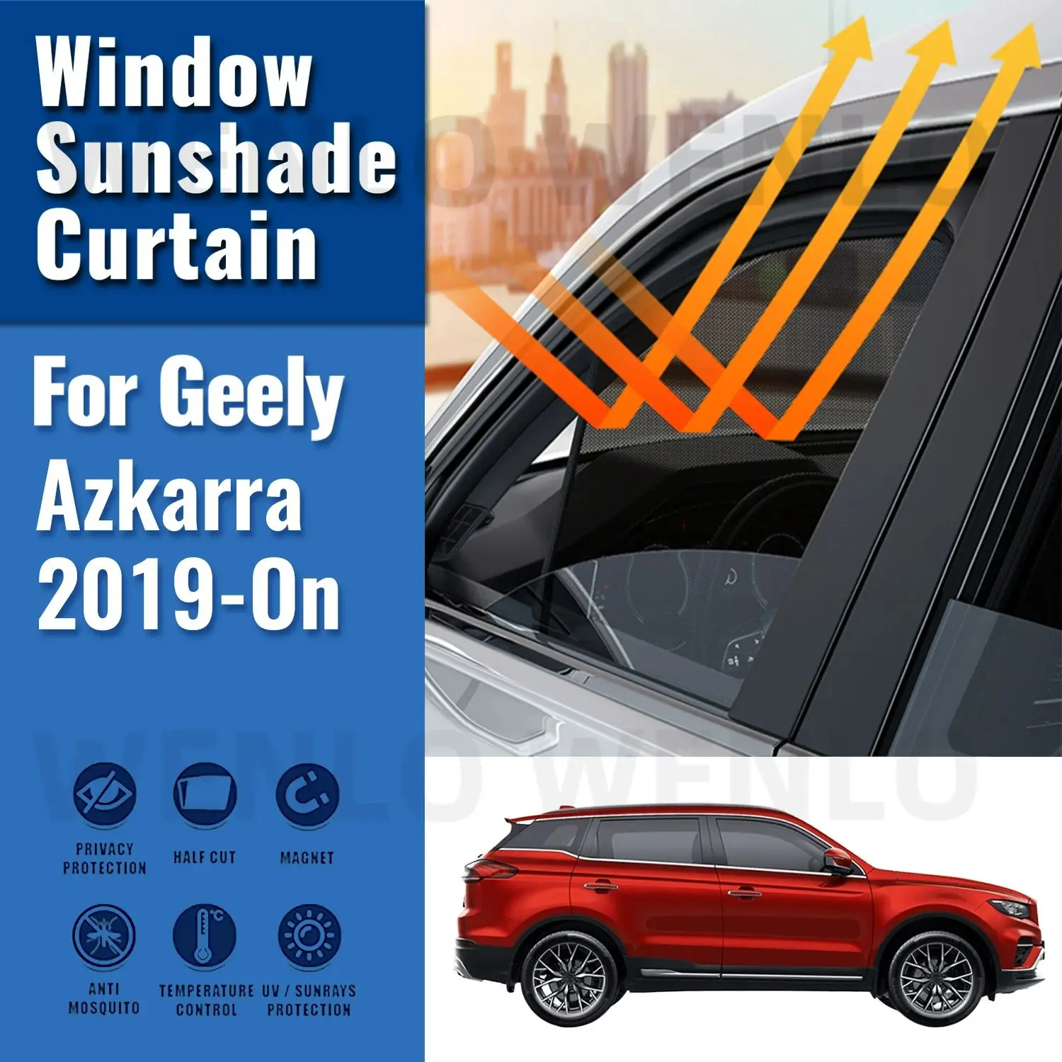 For Geely Azkarra 2019 2020 2021 2022 2023 2024 Car Sunshade Magnetic Front Windshield Curtain Rear Side Window Sun Shade Visor