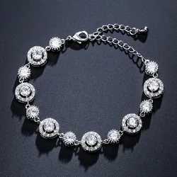 2024 New Luxury Round silver color on hand Bracelet Bangle For Women Anniversary Gift Jewelry Wholesale S6125