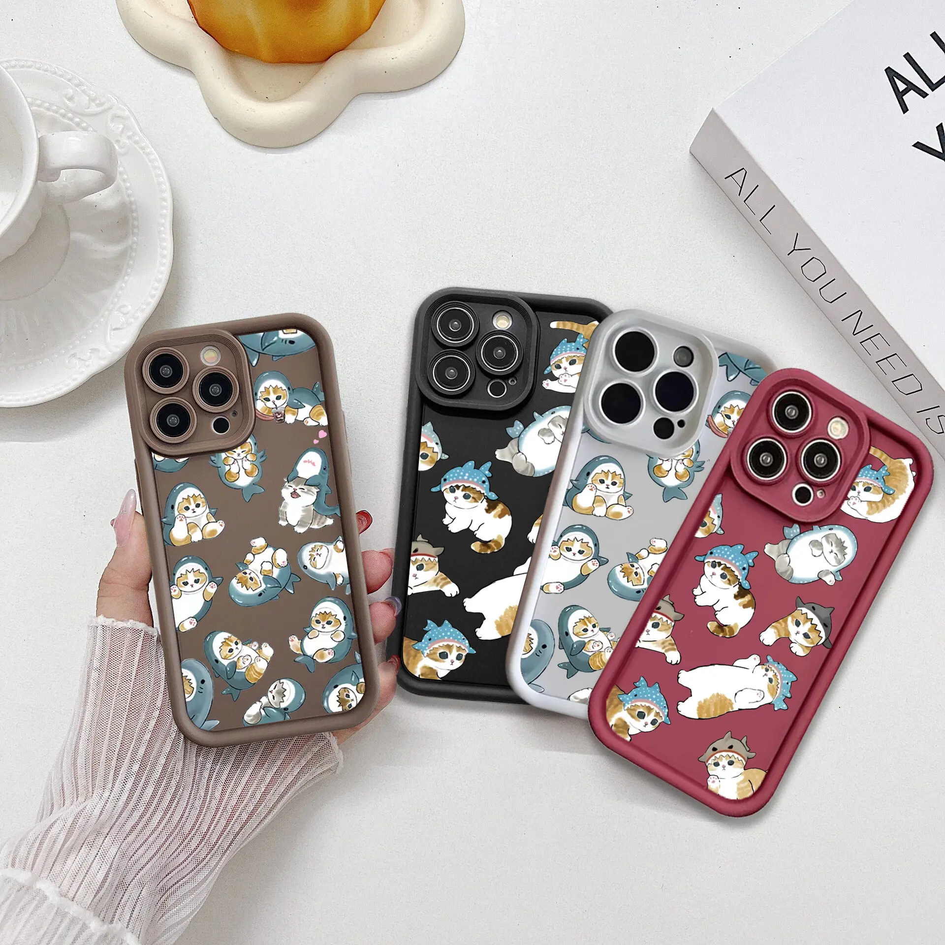 Cute Mofusands Cat Case For Samsung Galaxy S24 Ultra S23 S22 S21 S20 FE A14 A15 A34 A35 A52 A53 A54 A55 Cover Soft Couqe Camer