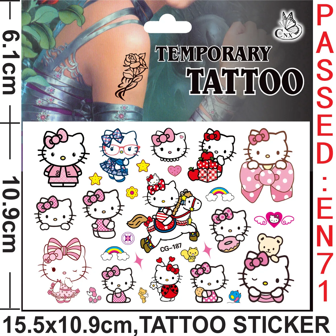 New Hello Kitty Cartoon Sticker Children\'s Water Transfer Sticker Laptop Skin Sticker Toy for Girl Cute Tattoo Sticker Pack