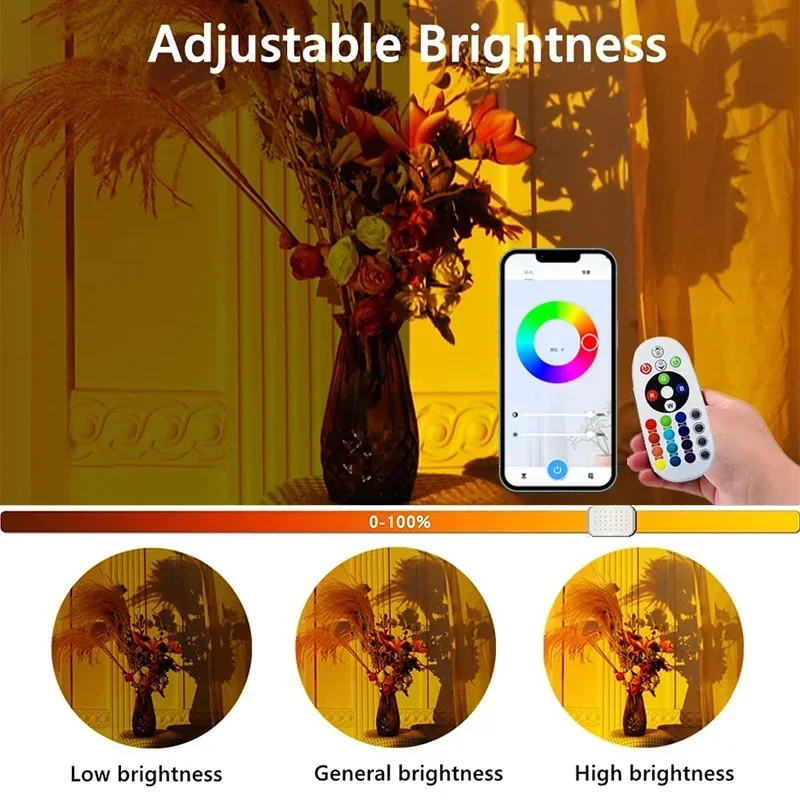Sunset Rainbow Lamp Projector Tuya WiFi RGB Remote Control Light Atmosphere Led Desk  for Home Bedroom Wall Decoration