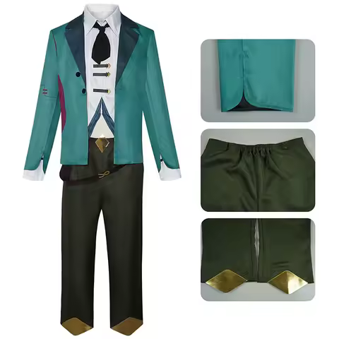 Arcane Ekko Cosplay Costume Green Men Suit Ekko S2 Party Role Accessory Game Uniforms Anime Clothes Set