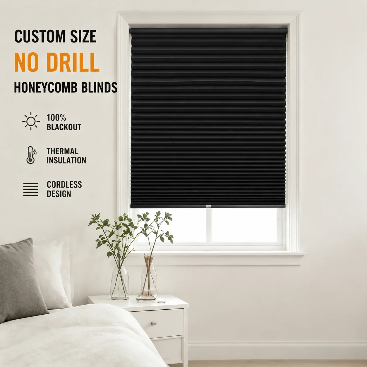 Custom Size No Drill Honeycomb Blinds Top Down Bottom Up Blackout Cellular Shades Cordless Thermal Insulated Window Coverings