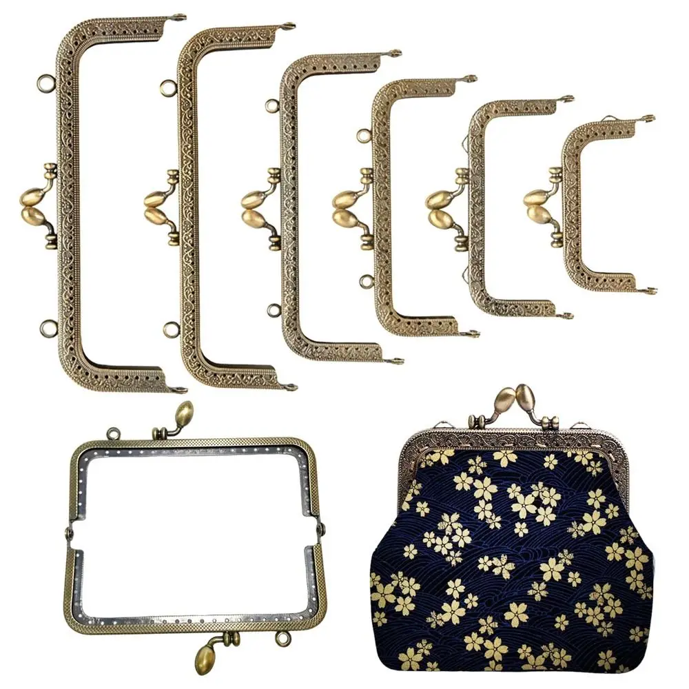 Purse Clasp Frame Bag Kiss Clasp Lock Vintage Metal Purse Frame for DIY Craft Purse Bag Making