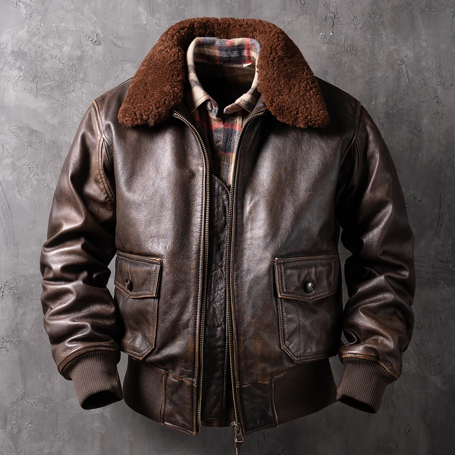 

Fur Collar Genuine Leather Jacket Men's 2025 New Cowhide Casual Jacket Overcoats