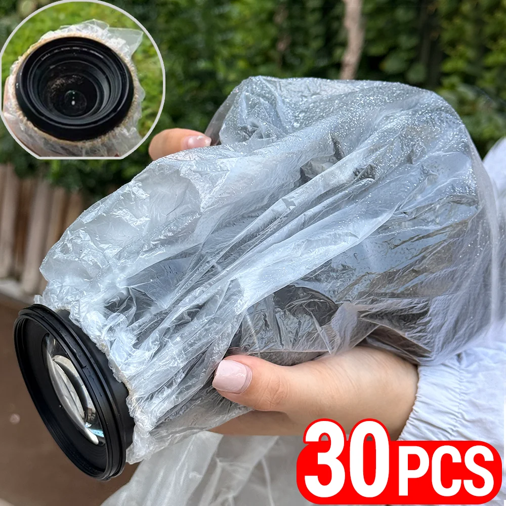 10-30 stücke Universal Kamera Regen Abdeckung PE Wasserdicht Schutz für Nikon Fujifilm Sony Olympus DSLR Kamera Objektiv Schutzhüllen