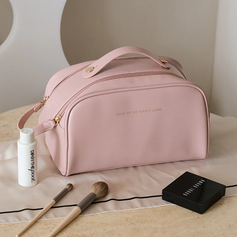 Fahsion borsa per cosmetici da donna borsa per cosmetici portatile con doppia cerniera borse per il trucco di lusso borsa da toilette da viaggio di