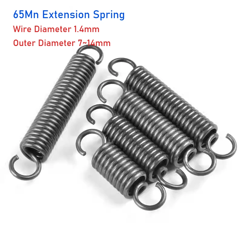 65Mn Open Hook Tension Spring Wire Diameter 1.4mm O Hook Extension Spring Outer Diameter 7~14mm Extension Spring