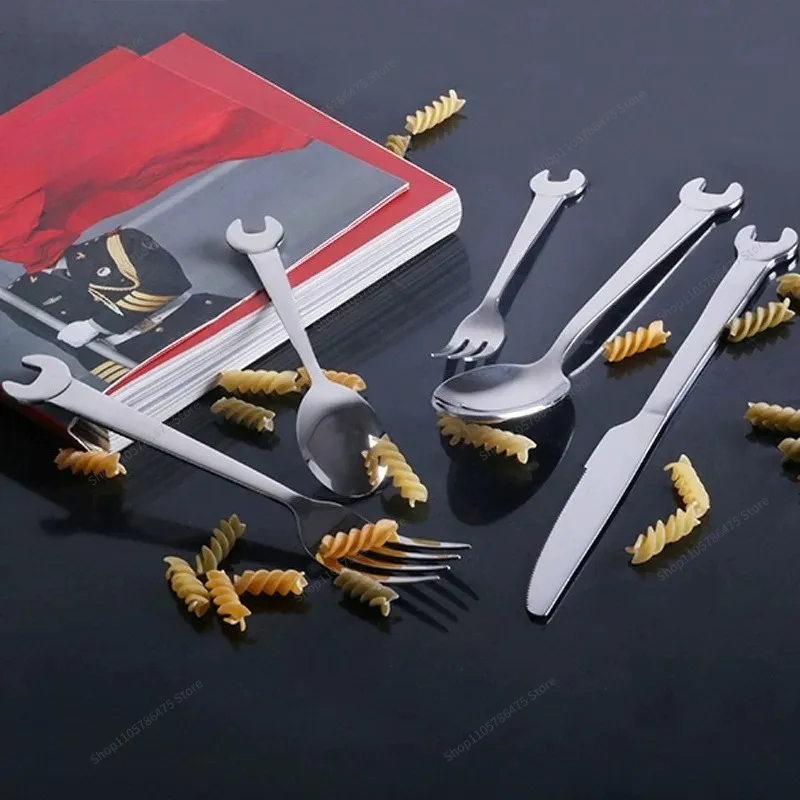For 304 Stainless Steel Wrench‑Style Knife Fork Spoon Set, Custom Creative Gift Cutlery