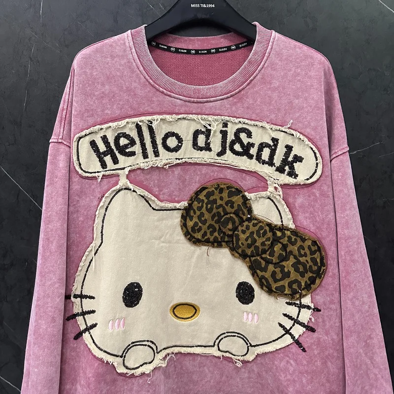 2025 Autumn New Sweet Age-Reducing Cartoon Round Neck Top Sweatshirts Women's Loose Casual Versatile Top Hoodies Clothes Ladies