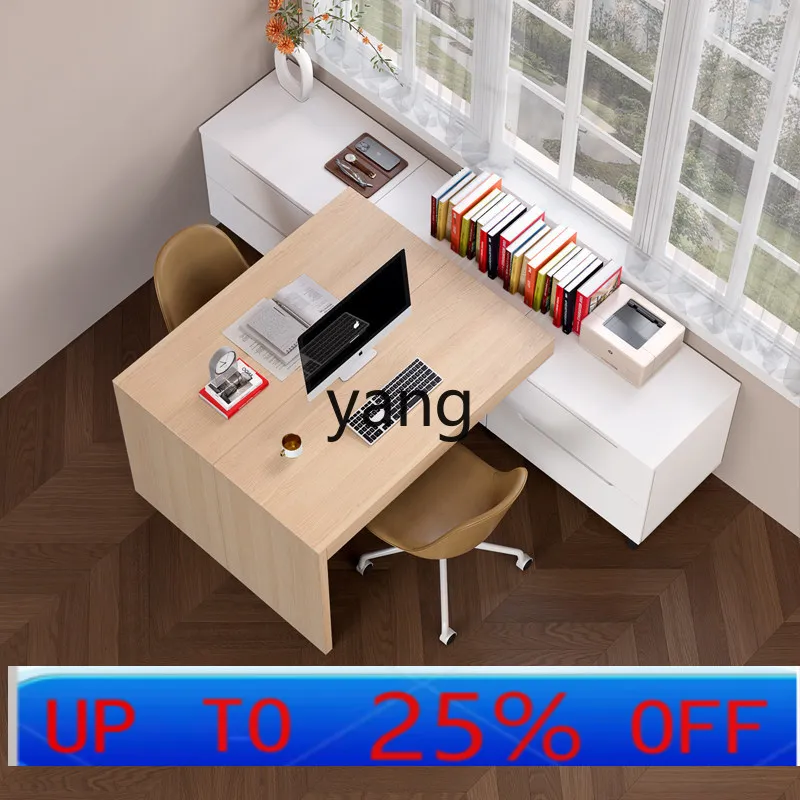 

LMM Modern Minimalist Corner Double Desk Desktop Computer Desk File Cabinet Integrated Writing Desk