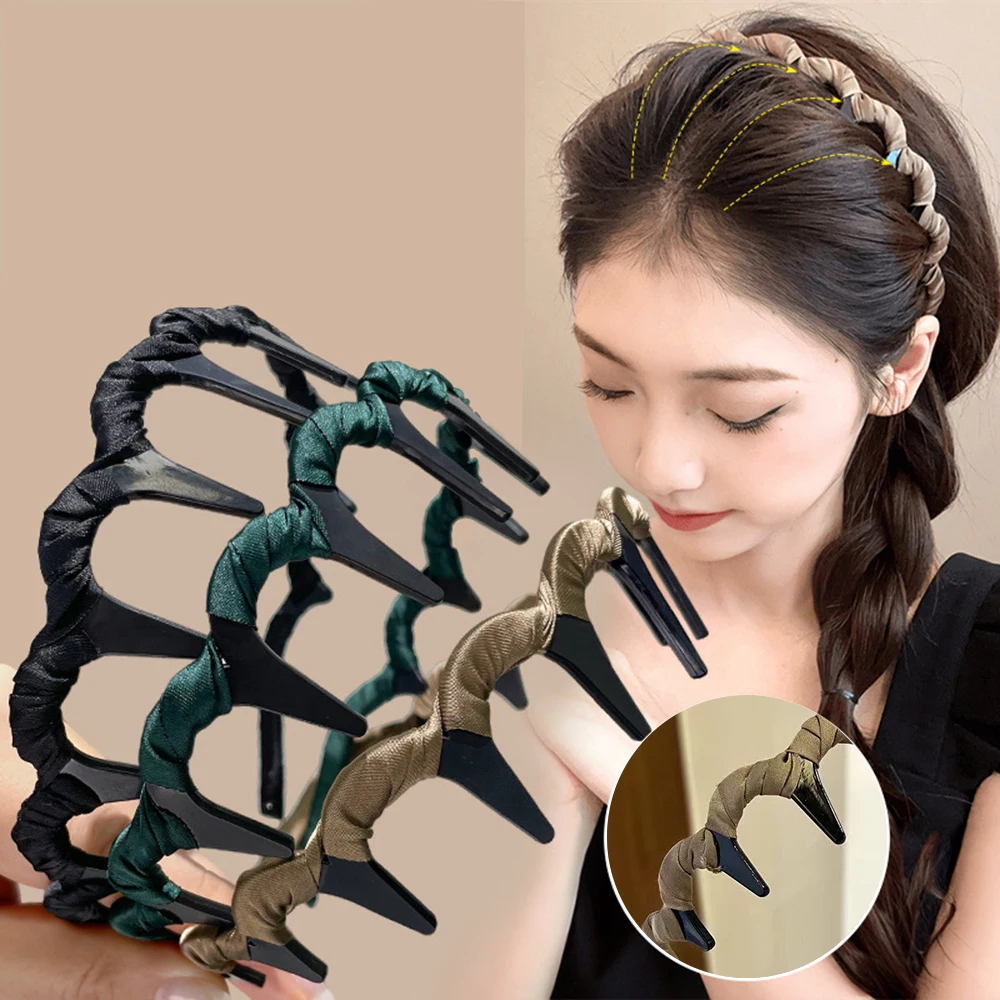 New Wavy Hair Hoop Women's Face Wash Toothed Hair Bands Anti-Slip Broken Hair Press Hair French Headband Bezel Headbands