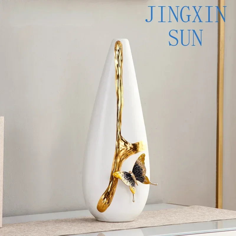 decoracion del hogar Handcraft Modern Tabletop Decor Home Enamel  Butterfly Vase Ceramic