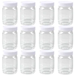 12Pcs 360ml Square Plastic Storage Jar Empty Honey Bottles Transparent Dry Fruit Cereal Food Sealed Containers Kitchen Supplies