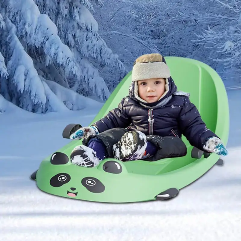 Winter Sleigh For Toddler Steerable Toboggan With Anti-Slip Seat Toddler Sled With Ergonomic Handle Grips For Kids Boys Family