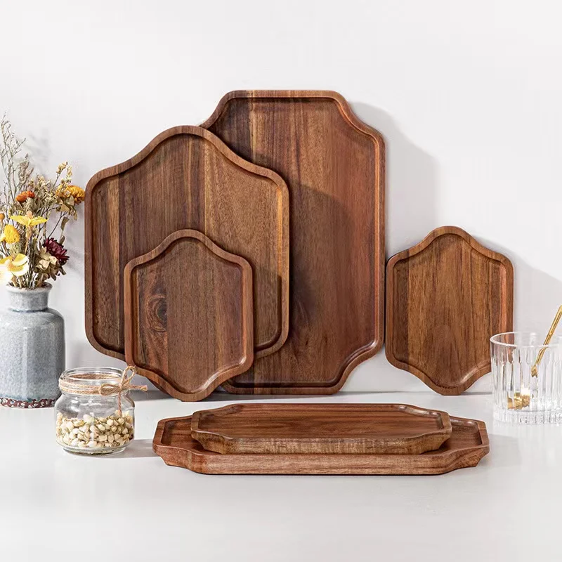 

Acacia Wooden Tray Home Living Room Octagonal Cute Cake Dessert Breakfast Tray Bread Tray Wooden Storage Tabletop Decoration