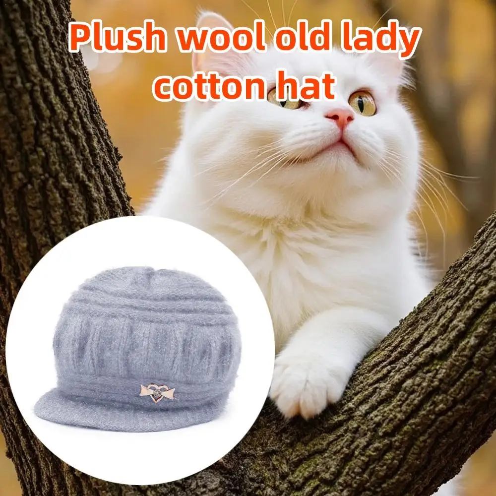 

НОВАЯ шерстяная женская модная шапка, плюшевая вязаная ветрозащитная защита для ушей, однотонная атмосфера, простая осенне-зимняя теплая шапка