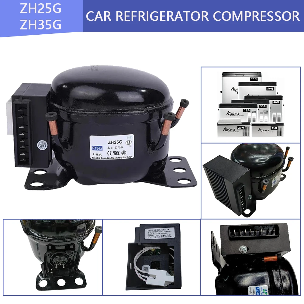 

Car Refrigerator Compressor 12V24V DC Compressor for Car Refrigeration Outdoor Refrigerator ZH25G 35G