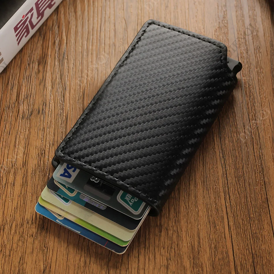 Anti Rfid Credit Card Holder Luxury Men Wallets Carbon Fiber Smart Bank Cardholder Case Minimalist Wallet Travel Accessories