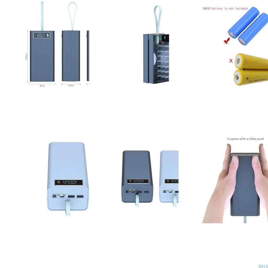 R91A 1 SET T21 Versão CAIXO BATERAGEM CAIXA BATERAGEM DIY POWER BANCO DO TEMPOR BANCO MÁXIMO 5V-2.1A