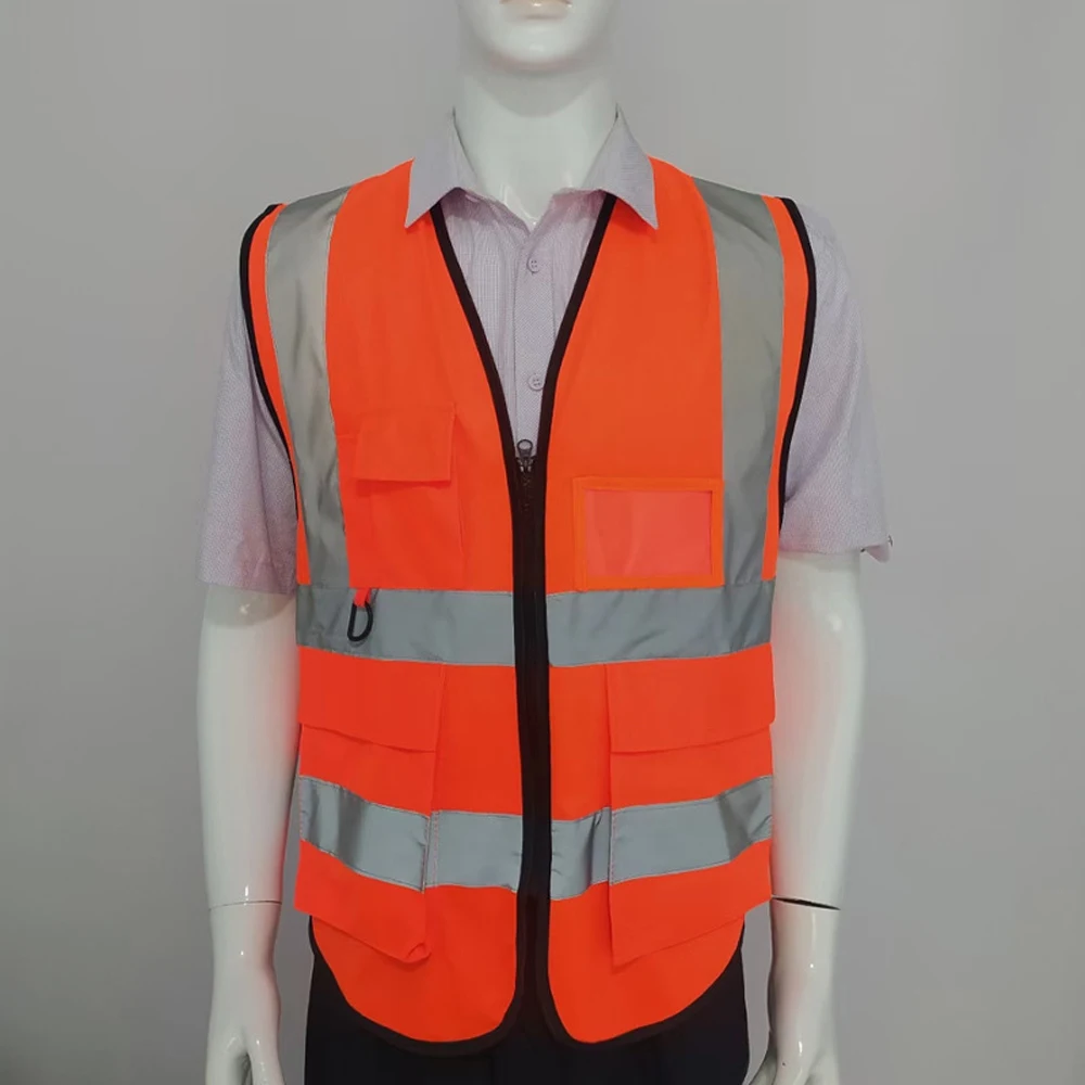 

Custom Logo Reflective Safety Vest High Visibility Work Clothes for Man Construction Site Workwear Hi Vis Jacket with Reflectors