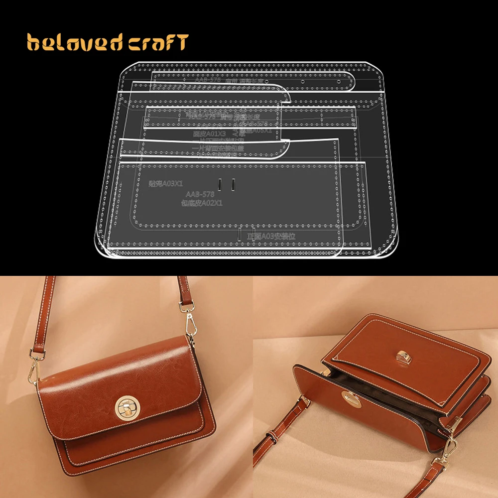 

BelovedCraft Leather Bag Pattern Making with Kraft Paper and Acrylic Templates for Accordion Shoulder Crossbody Bag