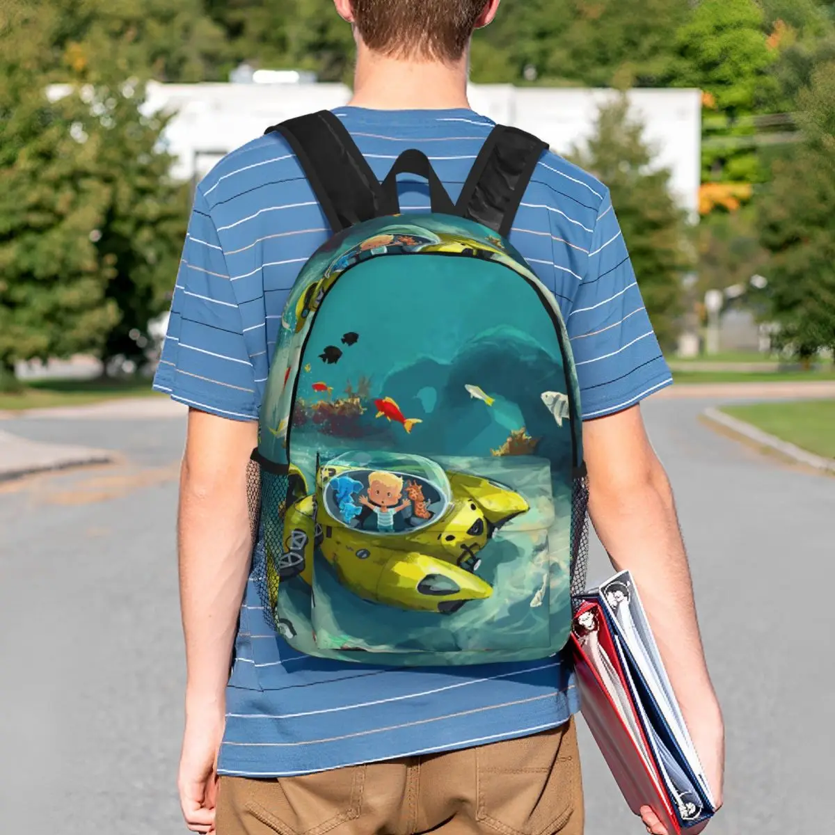 Cartoon Submarine Underwater World Backpack Student BookBag Children School Bag Laptop Shoulder Bags for Boys Girls