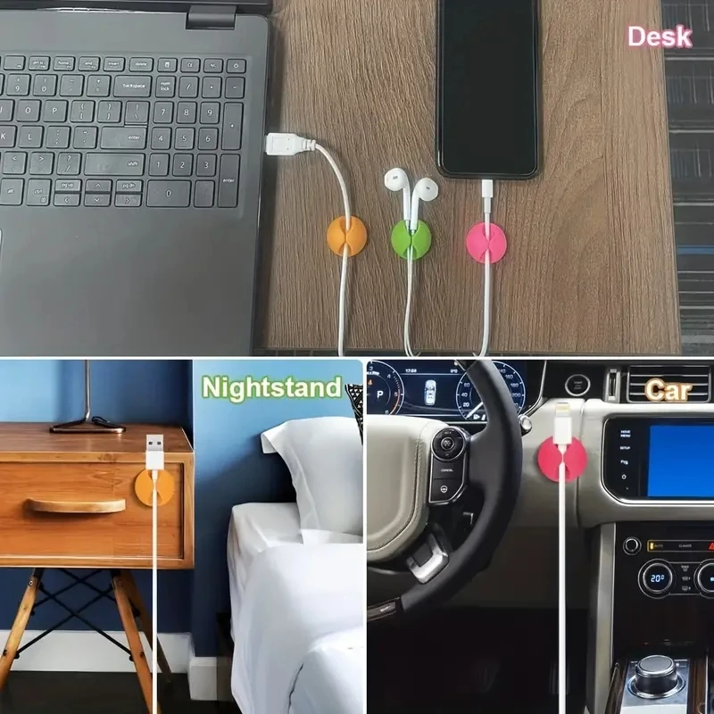 6 paquetes de gerentes de cables de escritorio (2 para cada Color), Clips de Cable, soporte de Cable para escritorio, organizador de cables