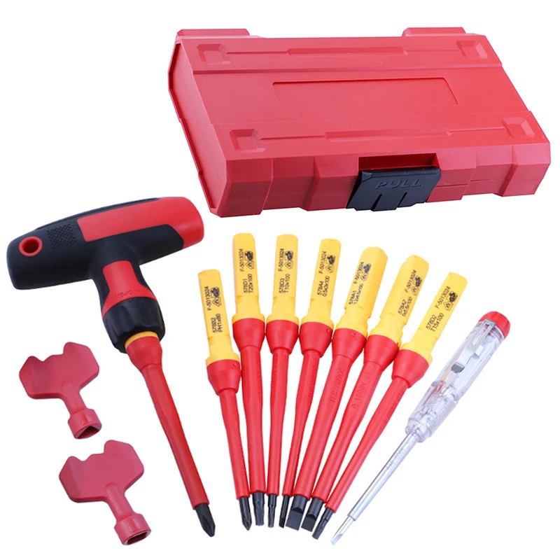 

12Pcs VDE Insulated Screwdriver Set 1000V Slotted Phillips Torx Screw Driver Bits Kit With Tester Pen Electricians Hand Tools