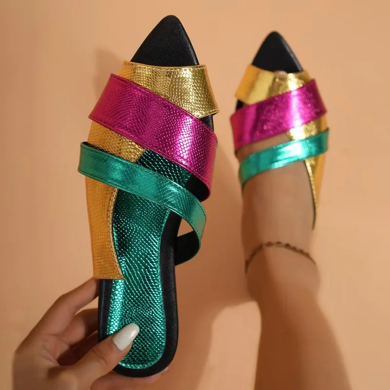 

2025 Large Size 43 Fashion Slippers Women Sexy Flat Sandals Casual Ladies Sand Beach Slippers Elegant Fish Mouth Slippers Women