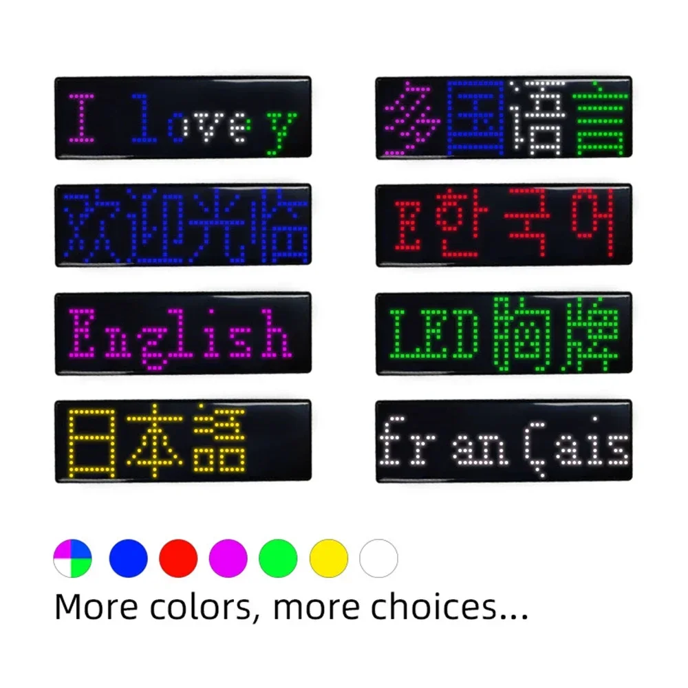 Multilingual LED Digital Badge USB Rechargeable DIY Programmable HD Text Name Badge Scrolling LED Tag Sign Module Display Lights