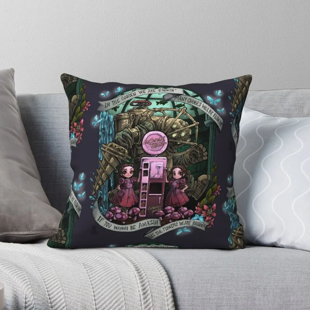 BioShock Gatherer's Garden Pillowcase Polyester Linen Velvet Creative Zip Decorative Pillow Case Home Cushion Case