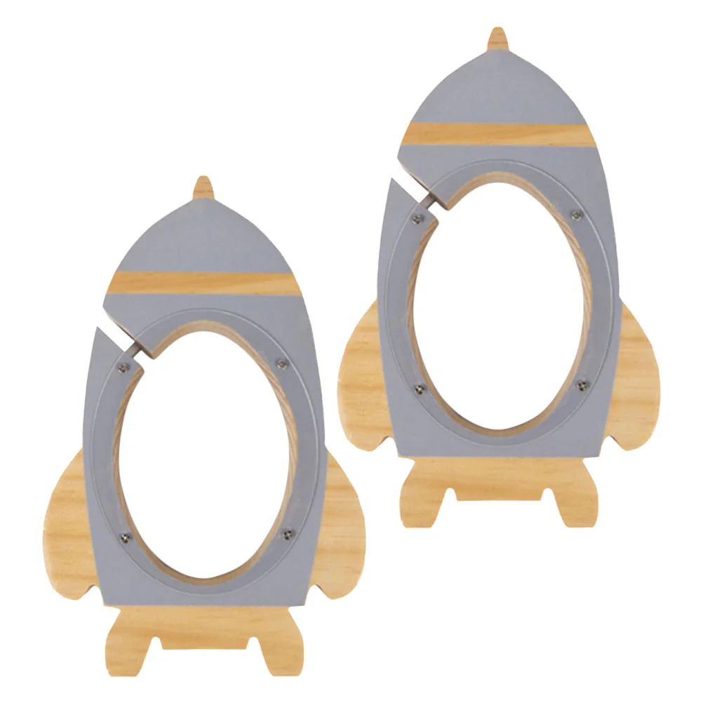 2 Pcs Rocket Piggy Bank Cartoon Space Theme Home Decoration Commemorative Coin Child