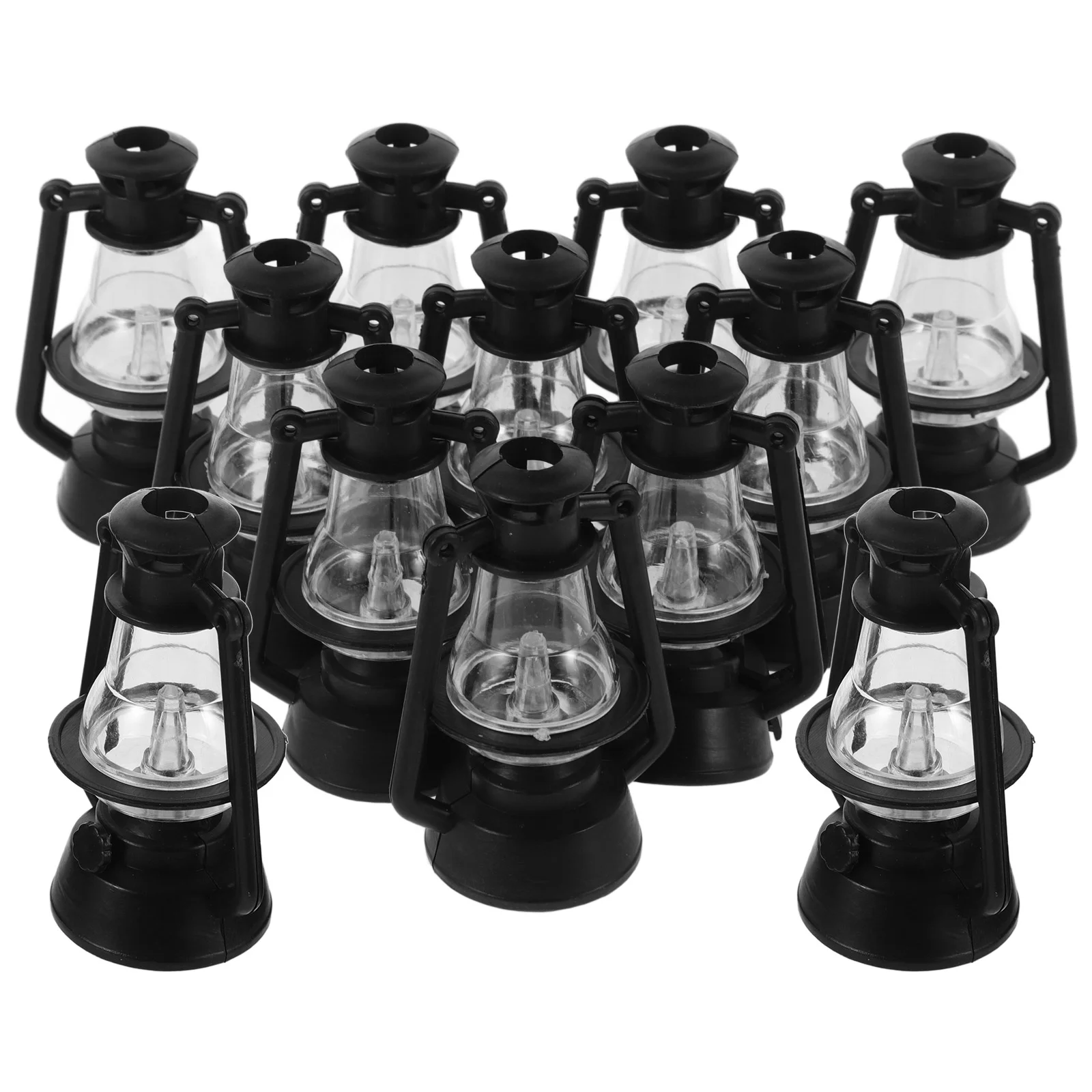 

12 Pcs Mini Kerosene Lamp Decorative Small Light Model Tiny House Vintage Statue Lantern Resin