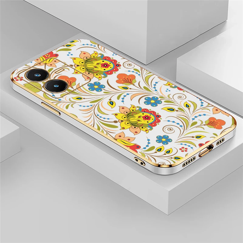 

Soft Shockproof Phone Case For Vivo S18 S17 Pro Silicone TPU Cover For Vivo S16E S15E S12 Flowers Floral Print Back Fundas