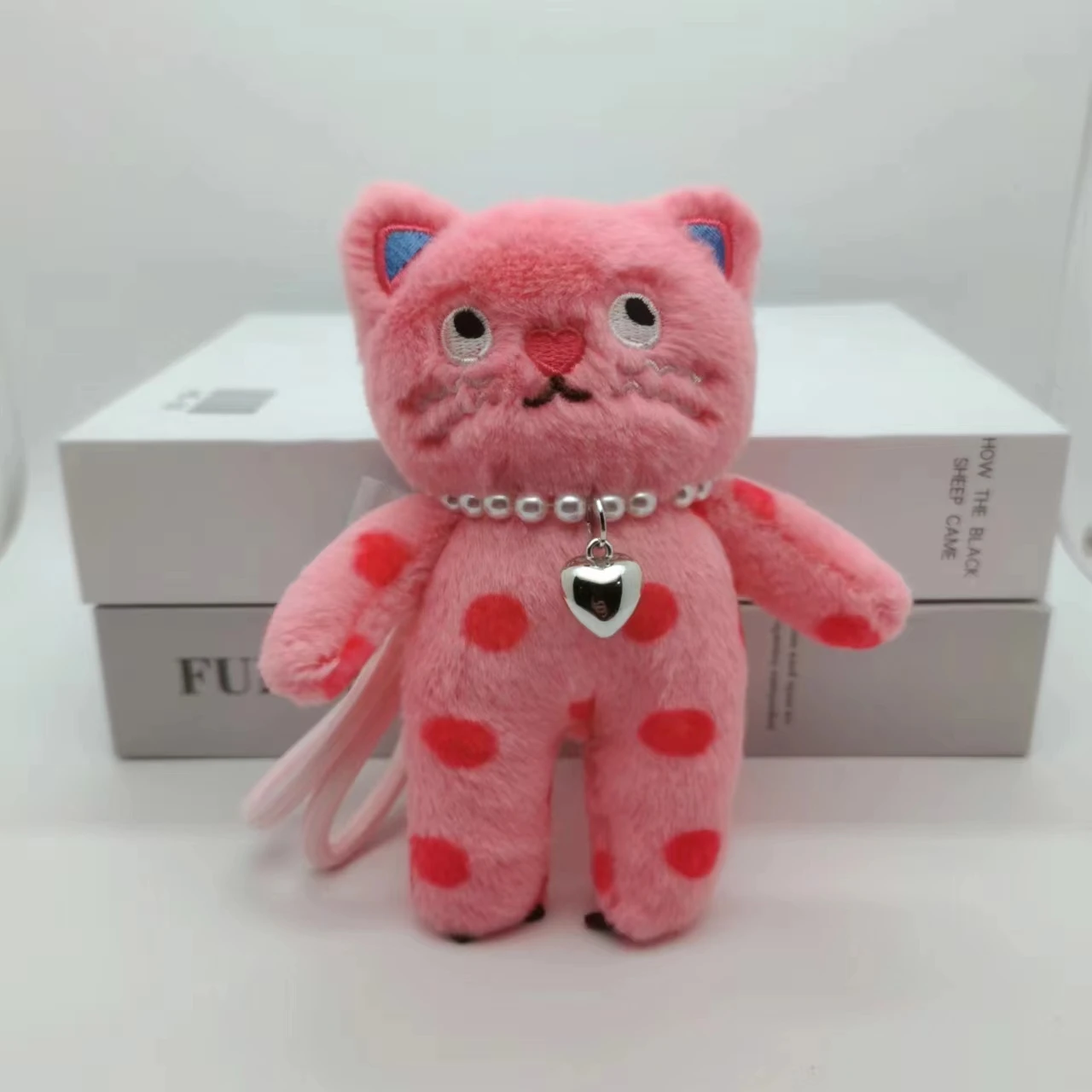 15cm Pink Cat Plush Toy Keychain Cute Backpack Pendant Soft Animals Keyring Car Key Buckle Accessories Girl women Bag Hanging