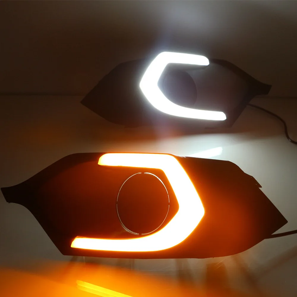 

July King Light Guide Daytime Running Lights for Mitsubishi Pajero Sport Montero Sport 2016-2019, LED DRL + Yellow Turn Signals