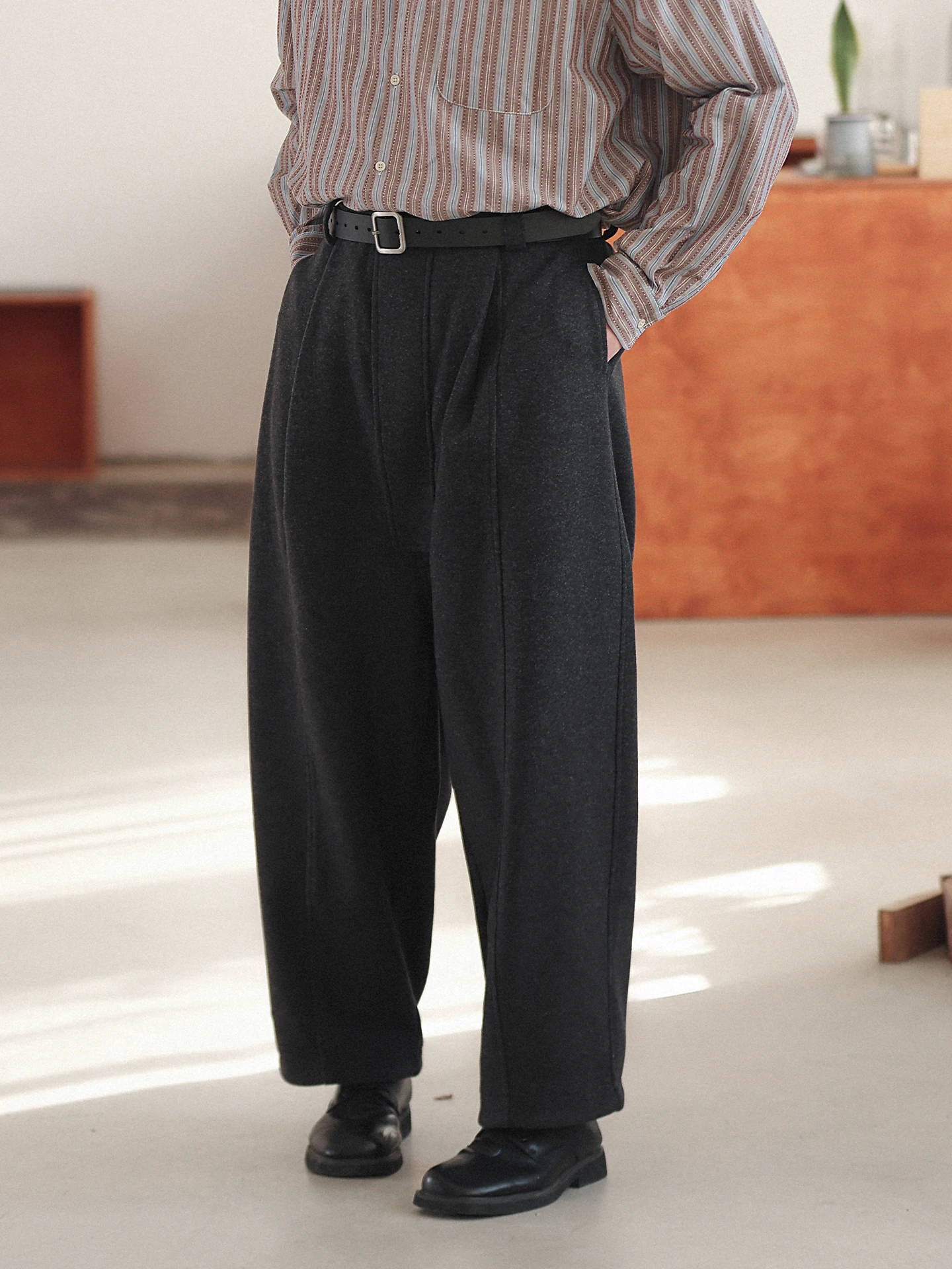 

Шерстяные утепленные повседневные брюки Noears, свободные, широкие, конусообразные, зимние, для отдыха, в стиле Harlan, из полиэфирного волокна