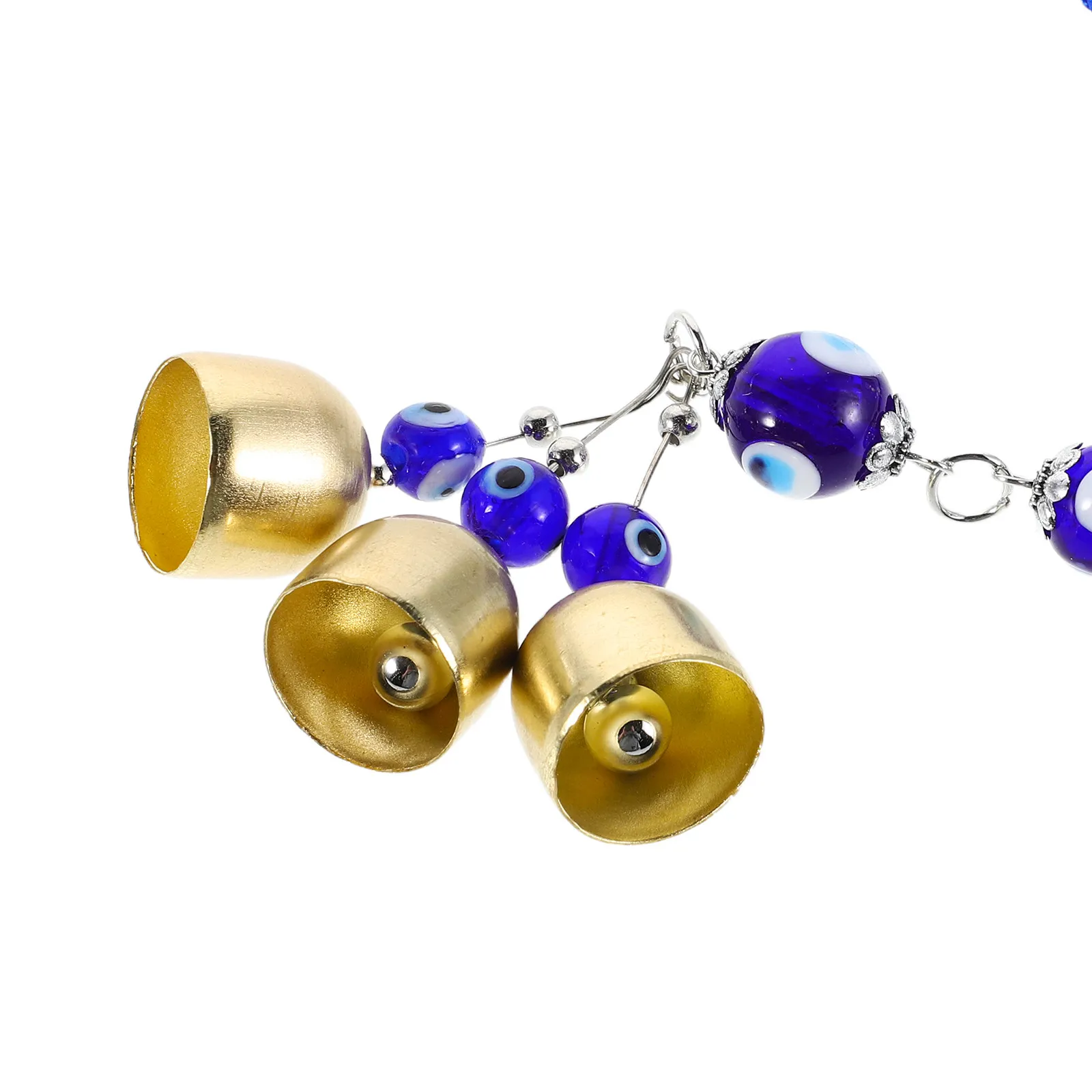 Blue Evil Eye Car Hanging Pendant Beaded Copper Bell Turkish Nazar Amulet Fengshui Lucky Charm Car Interior Hanging Ornament