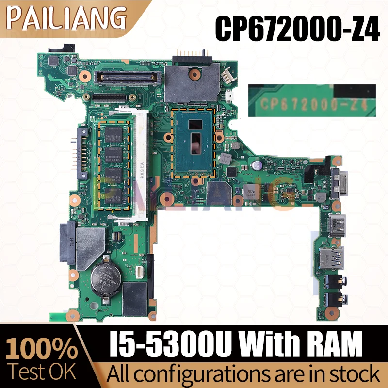 

CP672000-Z4 Laptop Motherboard I5-5300U SR23X With RAM Notebook Mainboard TESTED DDR3
