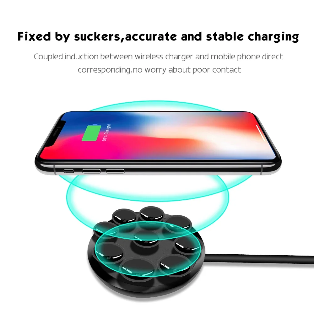 Spider Suction Cup Wireless Charger for Smart Mobile Phone Portable and Compact Strong Standard Fast Wireless charging Pad