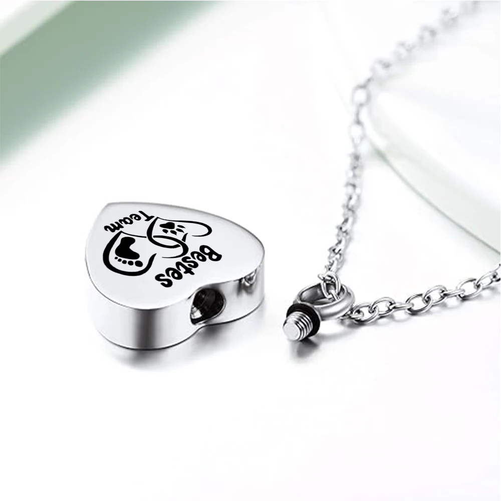 Silver Dog Paw Print Pet Urn Necklace for Ashes Cremation Jewelry  Heart Keepsakes Memorial Necklaces Meaningful Gifts