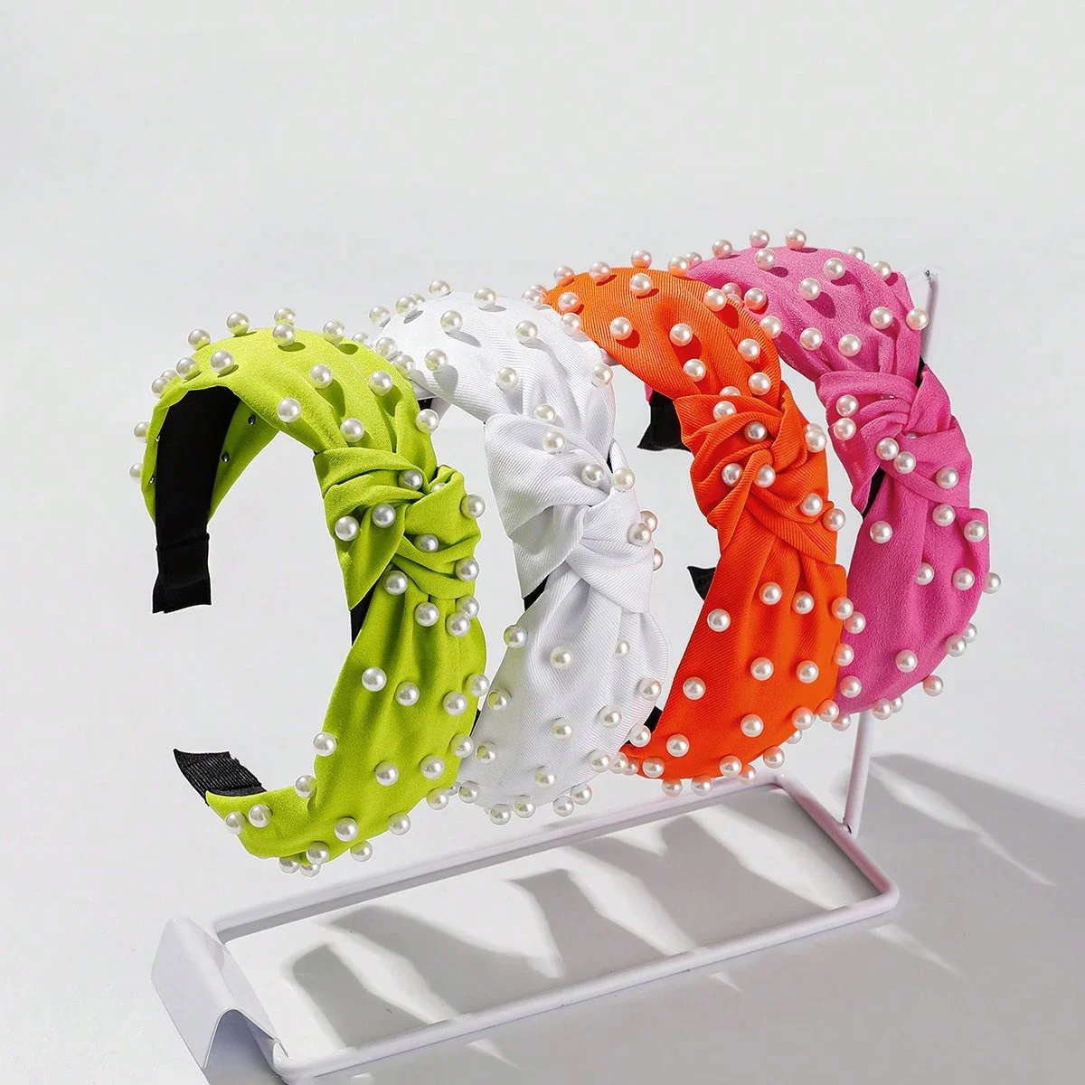 

Элегантные повязки на голову с искусственным жемчугом, однотонные аксессуары для волос для женщин