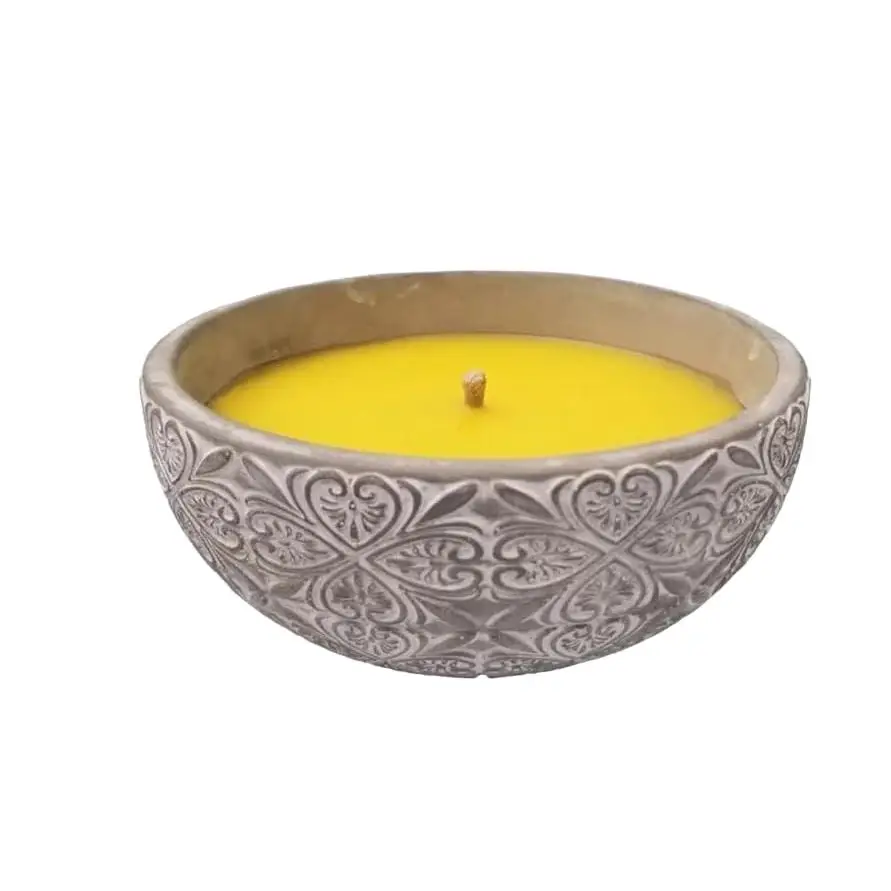 V3C TarroCem Rosa GM [G] – PANDAHOME Vela de Citronela – Protección Natural contra Mosquitos, Diseño Decorativo en Terracota/Bambú/Cristal, Ideal para Interior y Exterior