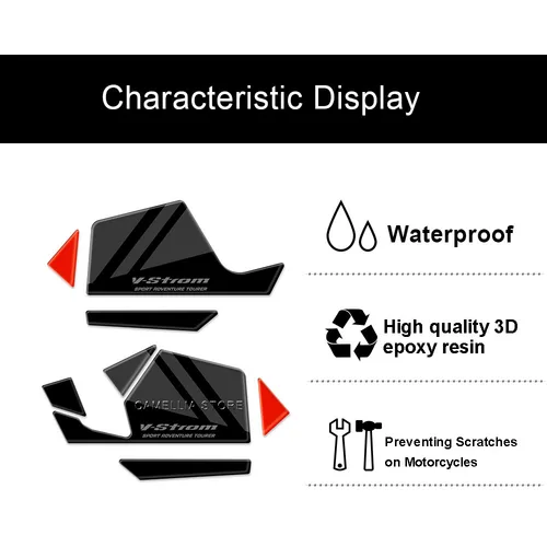 Imagen 2 del producto Para Suzuki v-strom 650 guardamanos de motocicleta pegatina 3D resina epoxi impermeable accesorios de motocicleta pegatina de motocicleta